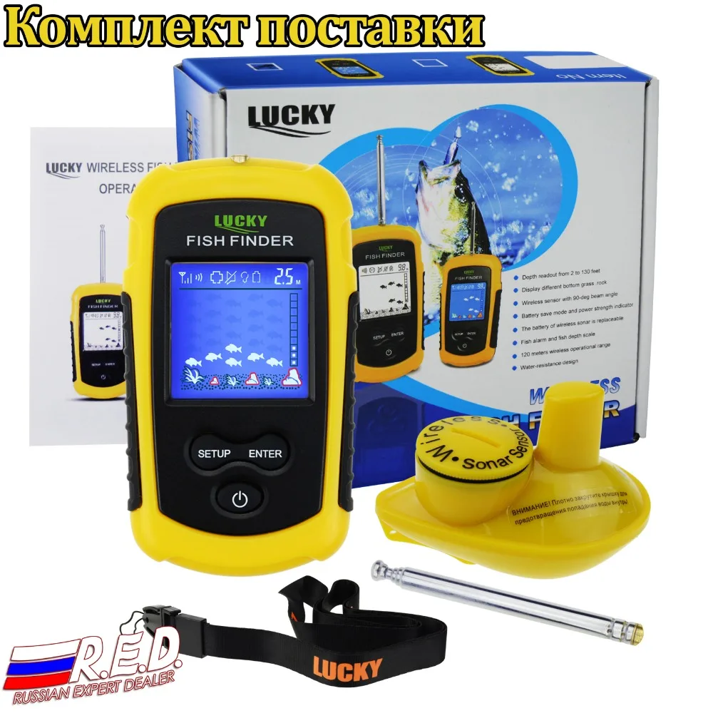 Versão sem Fio Intervalo de Profundidade Inventor dos Peixes Lcd a Cores Russo Fishfinder Sorte Visor 40m Fish Finder Ffcw1108-1 2 Visor LCD a cores 40m Intervalo de