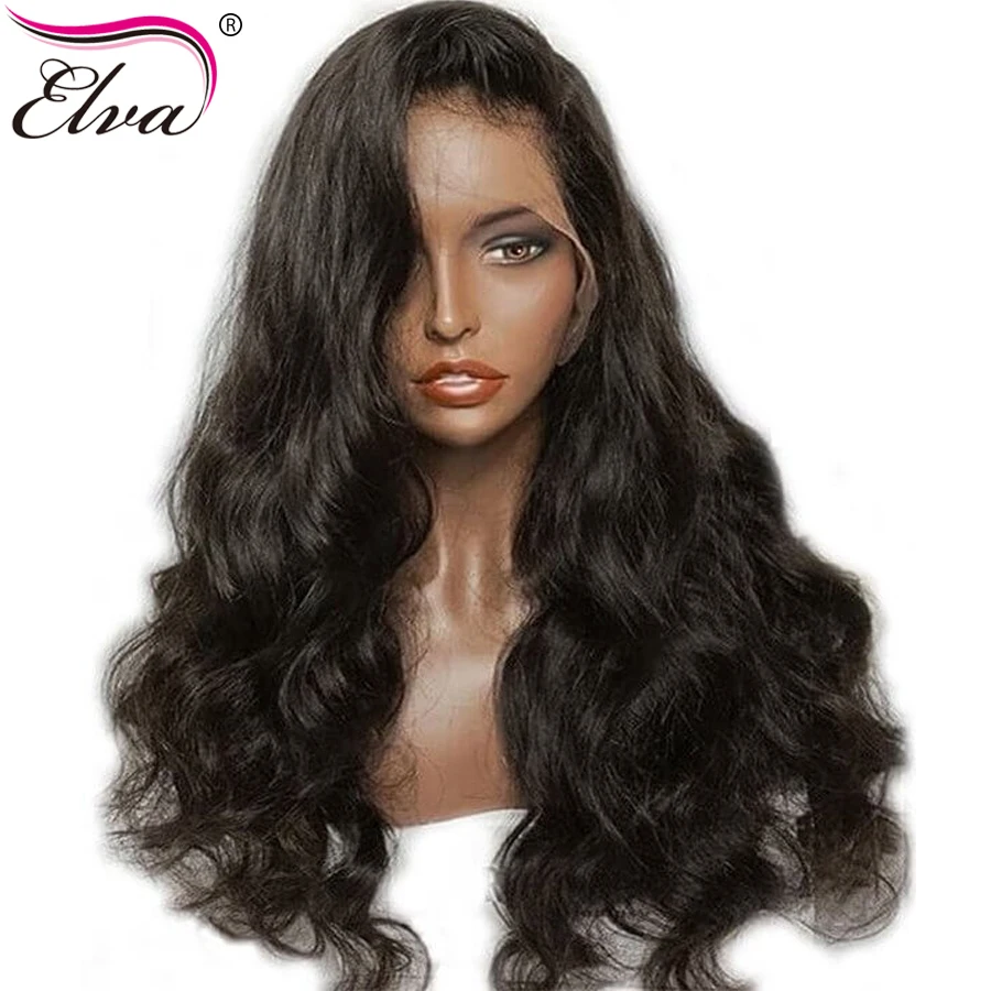 Elva волосы объемная волна 150 плотность кружевные передние человеческие парики