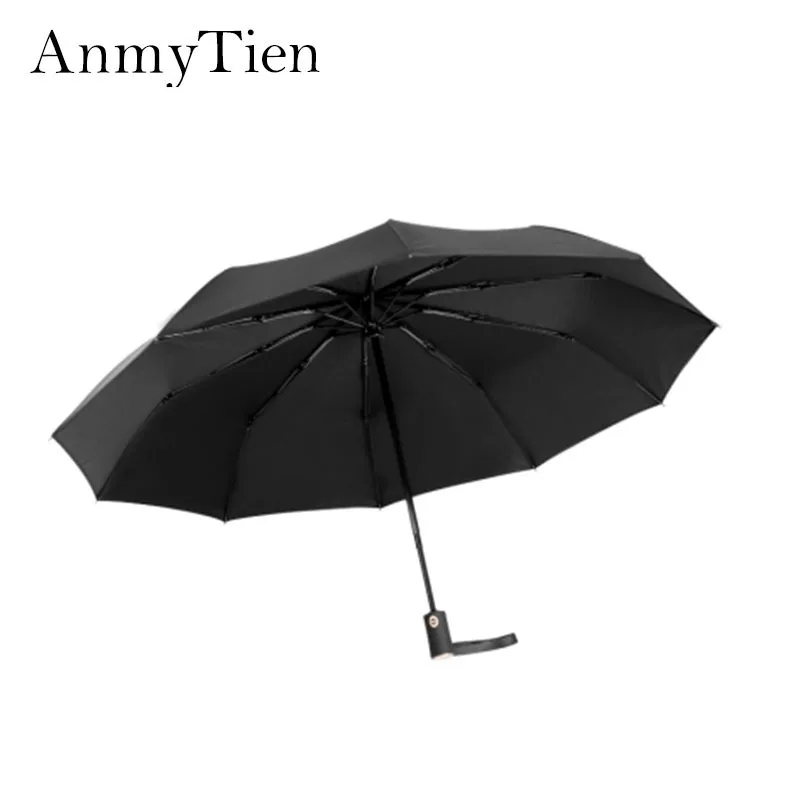 

Fully-Automatic Three Folding Male Frame Windproof 10Ribs Reinforced Windproof And Rainy Dual-Purpose Folding Black Umbrellas