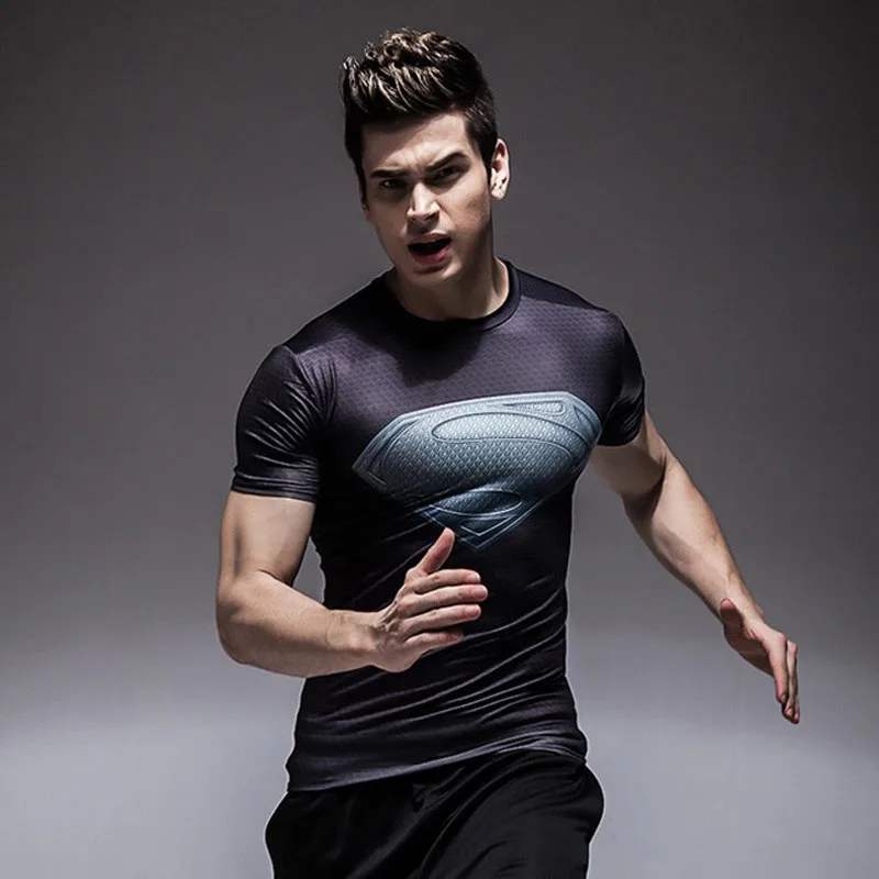 Супермен 3D компрессионная брендовая мужская футболка одежда для фитнеса плотный бодибилдинг, короткий рукав Футболка летние мужские топы футболки - Цвет: 21