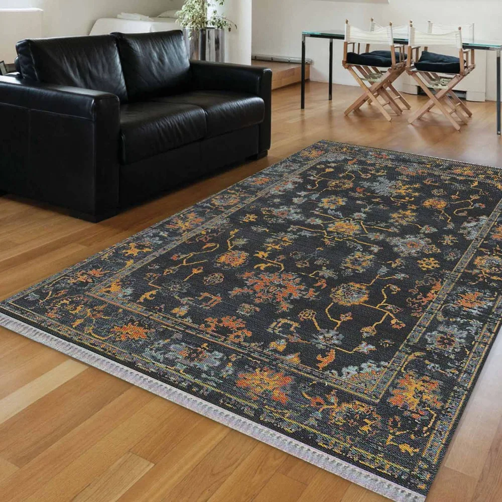 

Else Black Red Blue Yellow Floral Flower Vintage 3d Print Anti Slip Kilim Washable Decorative Kilim Area Rug Bohemian Carpet