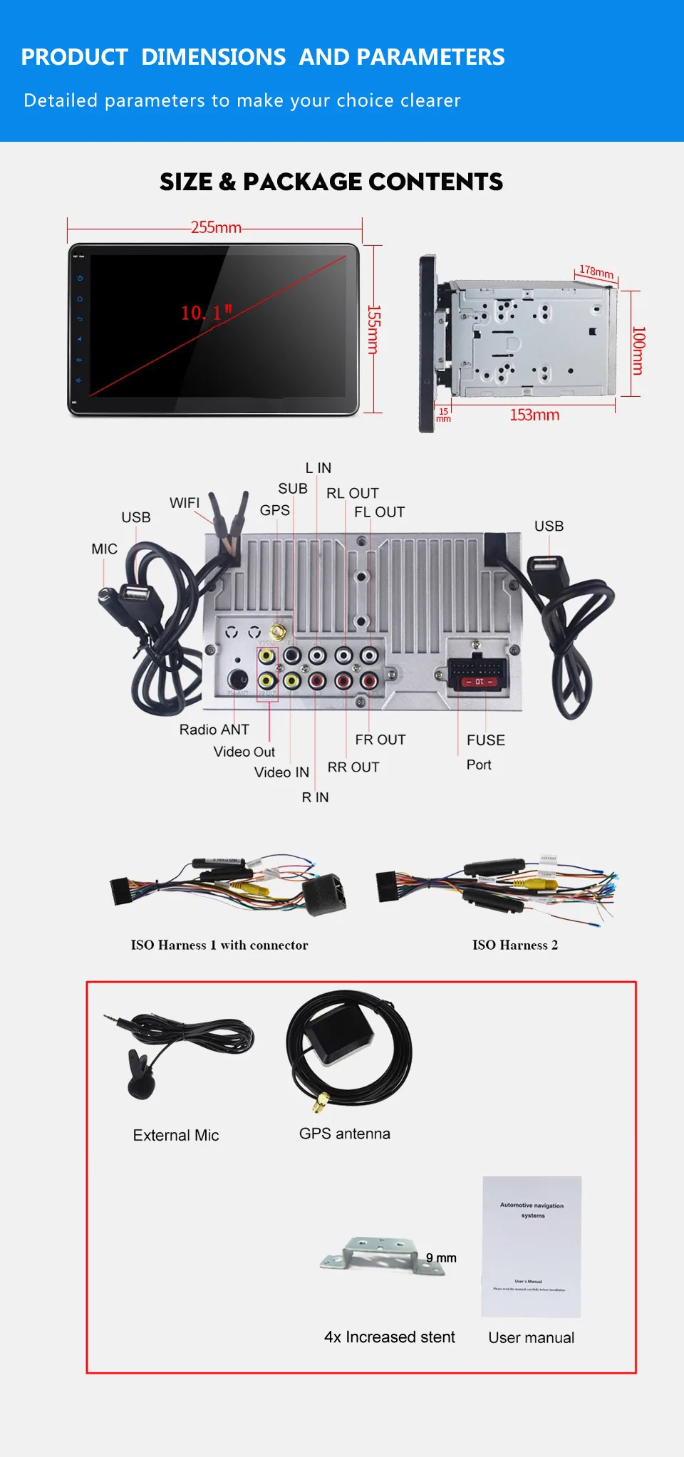 ARKRIGHT 10,1 ''2 Din Android автомобильное радио/головное устройство/HU/gps навигация/Автомобильный мультимедийный плеер SPDIF spilt экран Carplay