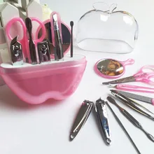 randome Цвет маникюрный набор для педикюра Инструменты комплект Инструменты для маникюра зеркало Nail Clipper Ножницы Travel Kit милые Apple ногтей резак