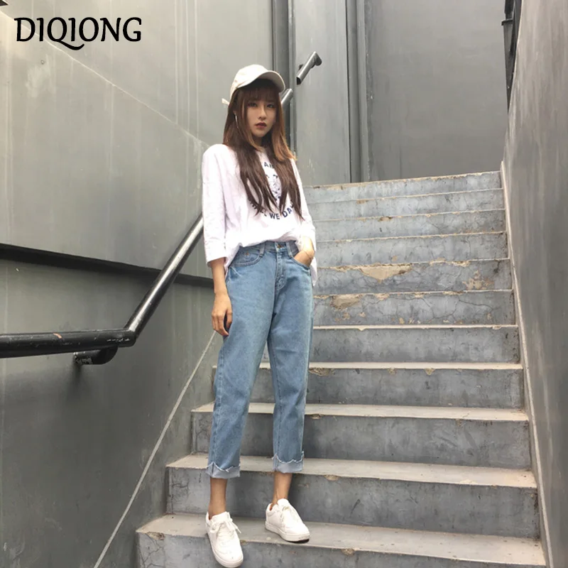 Diqiong осень 2017 г. женские свободные девять очков джинсы для женщин Повседневное
