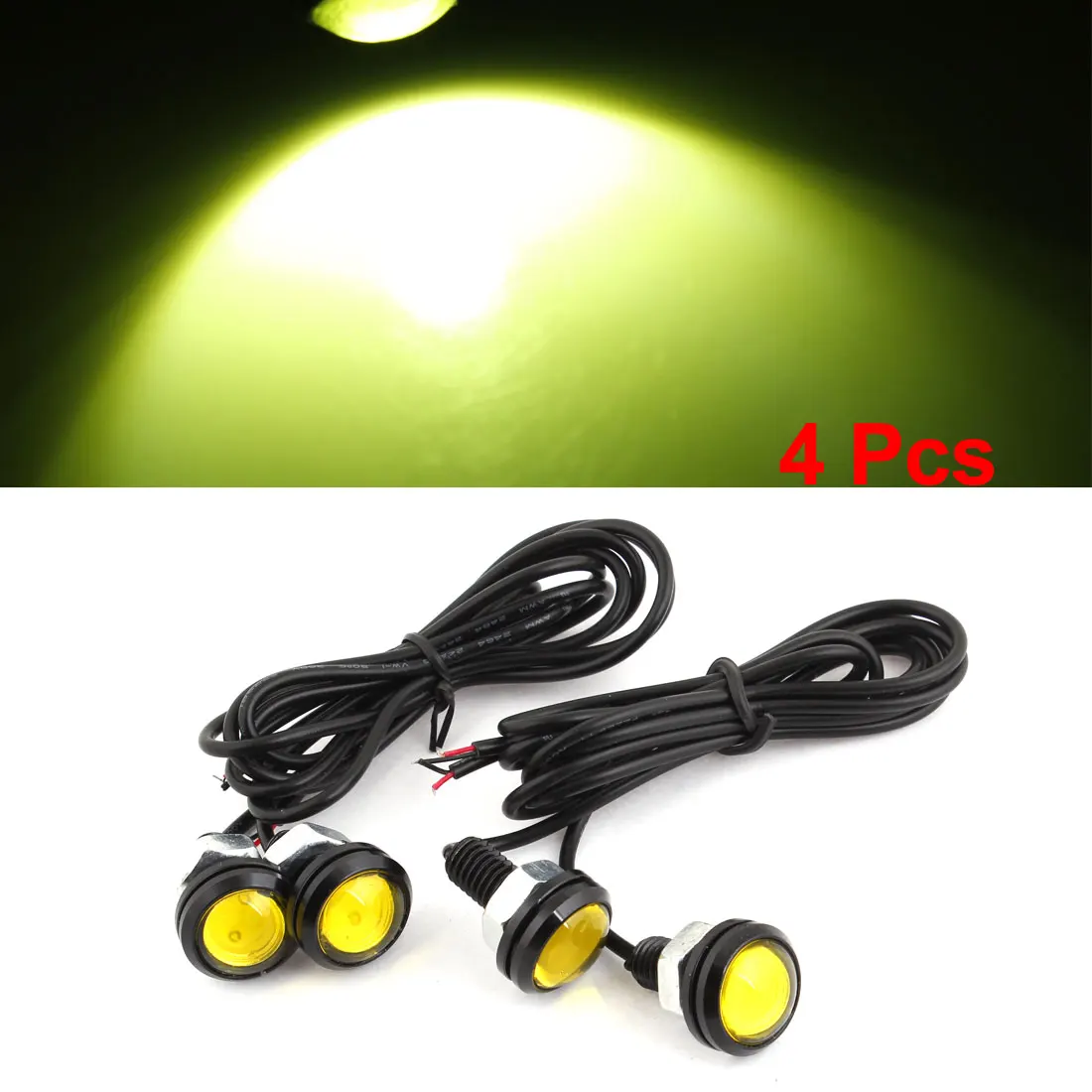 UXCELL 4 Pcs 23Mm Yellow Led Car Auto Parking Fog Backup Lights Lamps