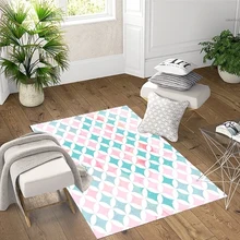 Зеленый Розовый плитка геометрический 3d принт Нескользящая микрофибра Гостиная декоративный современный моющийся коврик