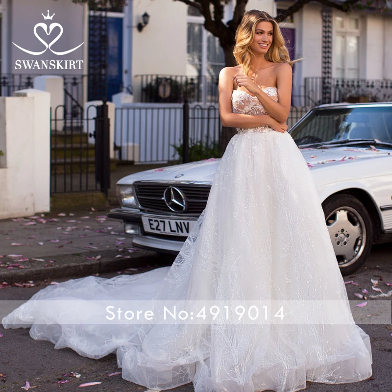 Шикарная юбка, потрясающее Тюлевое свадебное платье,, феи, без бретелек, 2 в 1, бальное платье, платье для невесты принцессы, принцесса, размер на заказ, I162