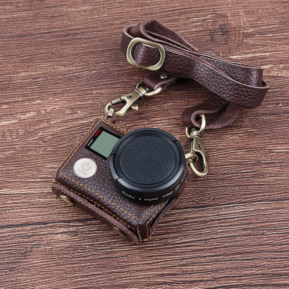 

New Leather Protective Case For Gopro Hero 4 3+ Action Camera With Lens Cover and Sling Mount Case For Go Pro Accessories