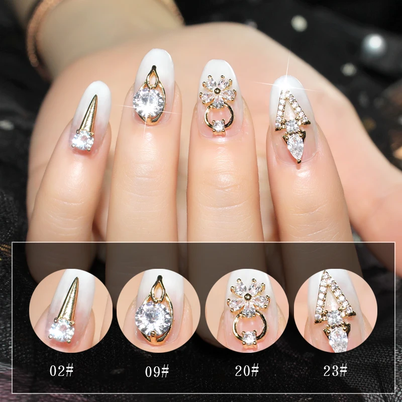 10Pcs Zircon Curved bottom 3D Alloy Nail art Decoration luxury crystal series Nails Accessories Manicure Charms | Красота и здоровье