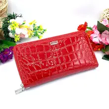 Женский Длинный клатч кошелек из лакированной кожи, модный многофункциональный Многофункциональный кошелек на молнии, одноцветные Зажимы для денег