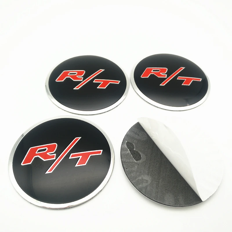 FDIK 4pcs 56.5mm R/T RT logo aluminum car emblem Wheel Center Hub sticker Rim badge For Dodge JCUV Caliber RAM Journey Charger