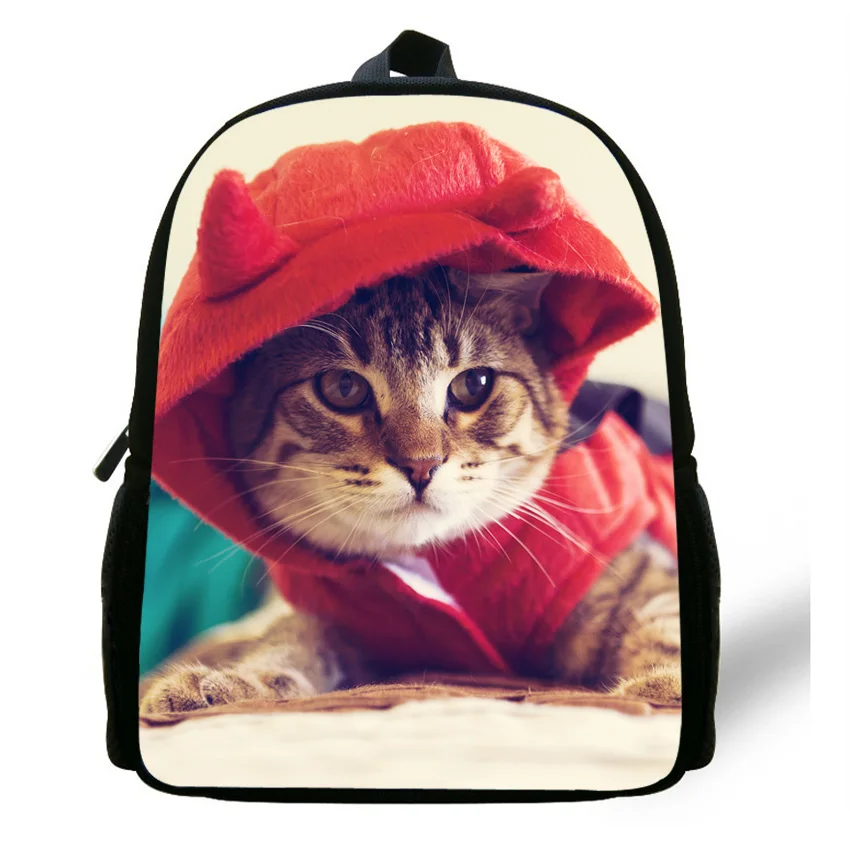 12 Inch Cute Animal Printing Backpacks For Preschool Girls Boys Cat