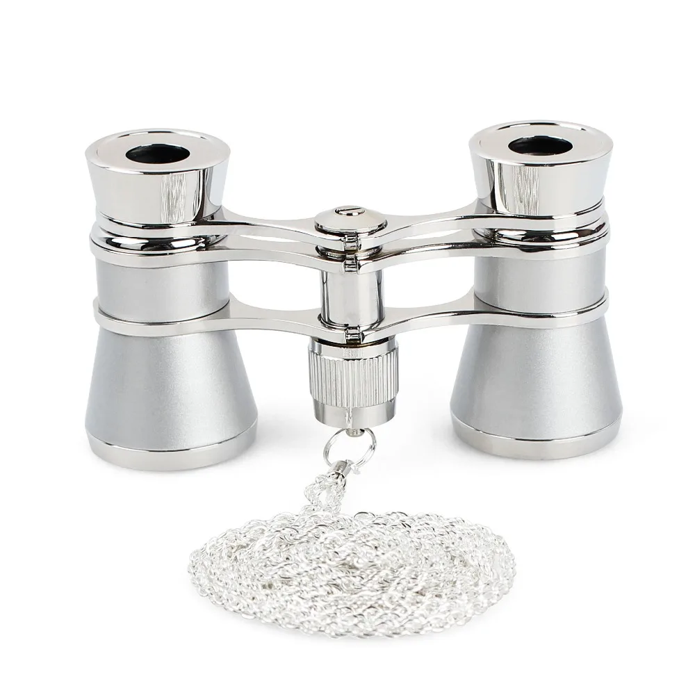 x 25 Foldable Opera Glasses Binoculars Metal Body With Chain