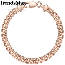Trendsmax – Bracelet en or Rose 585 pour femmes et hommes, bijoux en chaîne d'escargot, 7mm, 18cm, 20cm, 23cm, GB293A