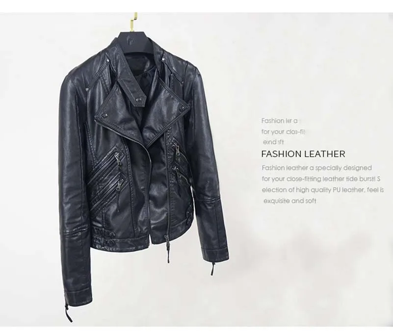 NiceMix Ladies Pu Leather Jacket New Spring Autumn Black Jacket Women Slim Moto Biker Leather Jacket Female Jaquetas Femini