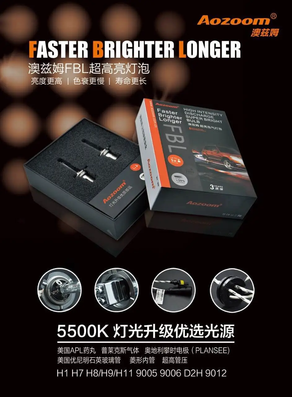 Aozoom 12V 35W 5500K Быстрый старт высокая яркость интенсивность разрядка супер яркая HID