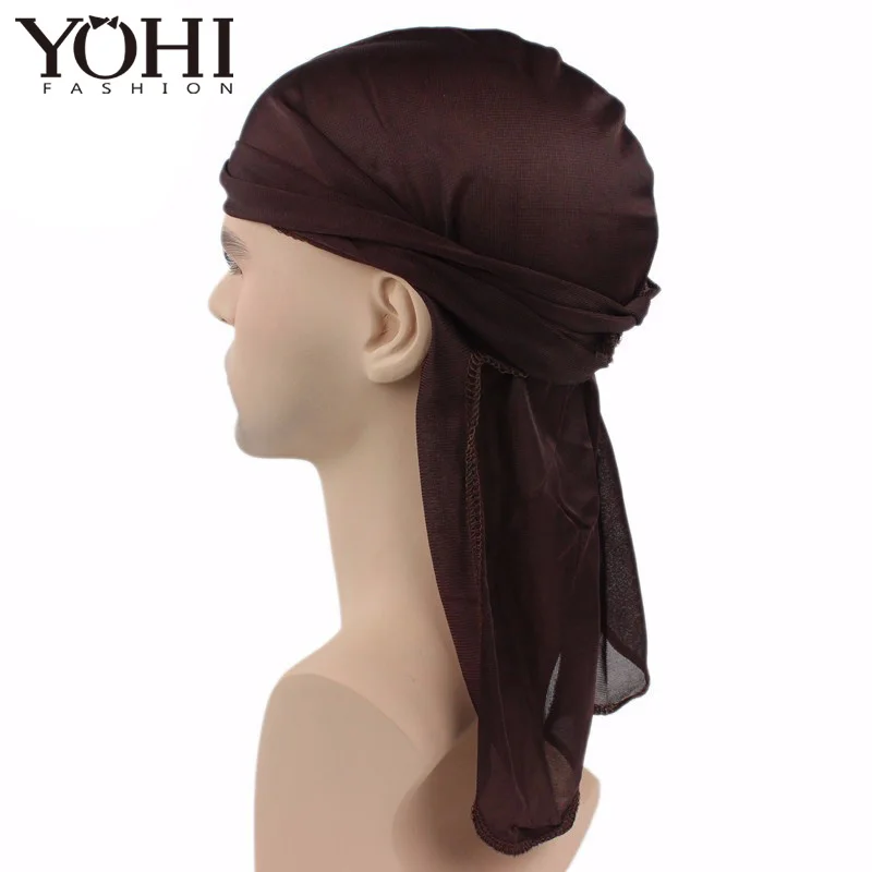 Новые Модные Горячая Распродажа атласные Durag мужские удлиненная шапка хип-хоп Du Doo Rag Hat Tie Down tail для мужчин аксессуары для волос