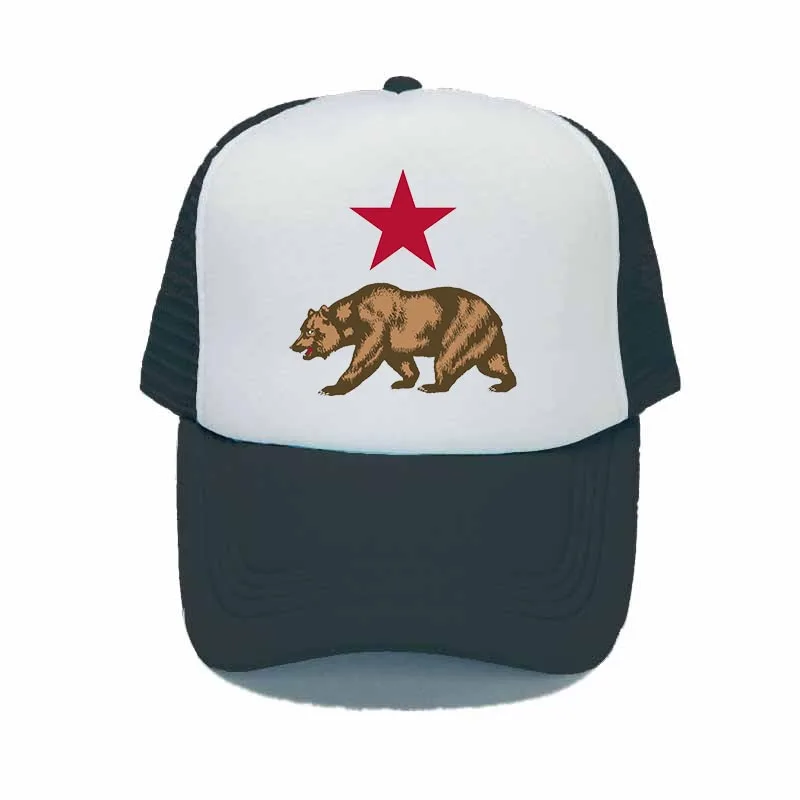 Калифорнийский медведь Кепка-тракер Кепки Для женщин Для мужчин Калифорнийская Республика бейсболка с флагом, головной убор в хип-хоп стиле, крутая бейсболка забавная летняя сетчатая Кепка YY312 - Цвет: YY31217