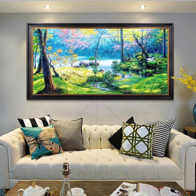 

Needlework Diy Diamond Embroidery Seaside Villa Full Square Drill Natural Scenery Diamond Painting Cross Stitch Mosaic Picture
