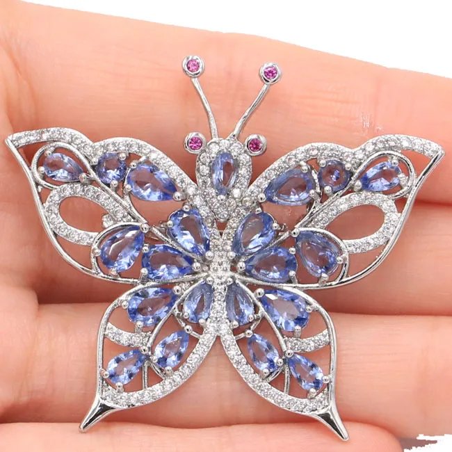 

New Designed Big Phoenix Peridot,Violet TanzaniteTourmaline,Citrine,Tourmaline CZ SheCrown Gift Silver Brooch 61x26mm