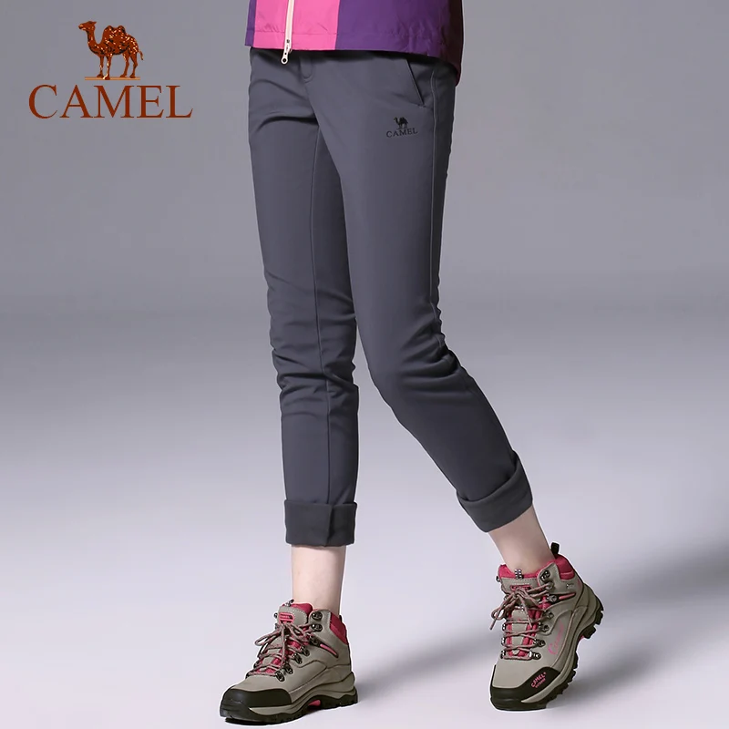 CAMEL Женские уличные походные брюки водонепроницаемые ветрозащитные флисовые внутренние тепловые спортивные альпинистские тактические треккинговые брюки - Цвет: Gray
