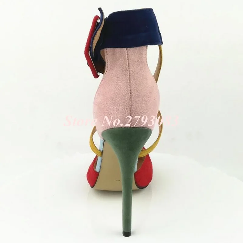 Real-Photo-Patchwork-Women-Sandals-2019-Red-Pink-Yellow-Suede-Leather-Buckle-Ankle-Strap-Thin-Heels (3)