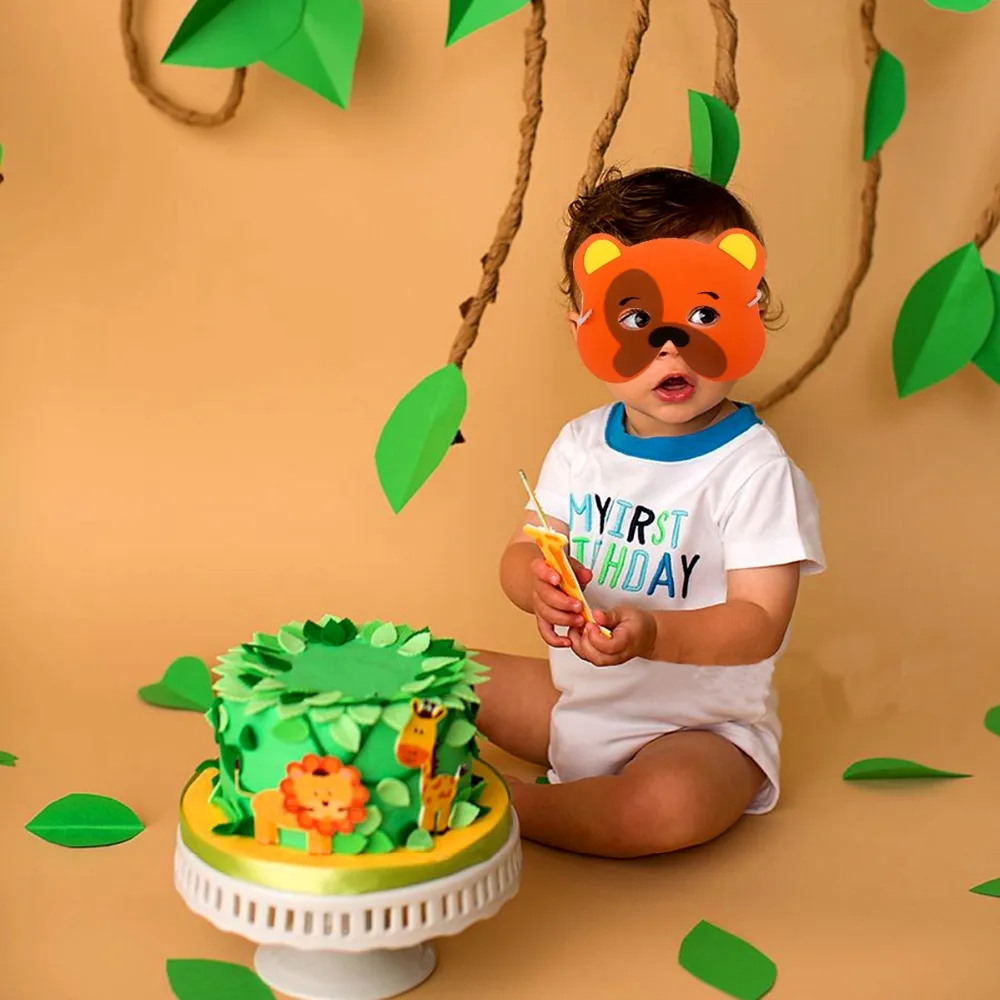 

QIFU Animal Masks Birthday Party Masks Funny Tiger Elephant Mask Birthday Party Decor Kids Jungle Party Safari Party Decor