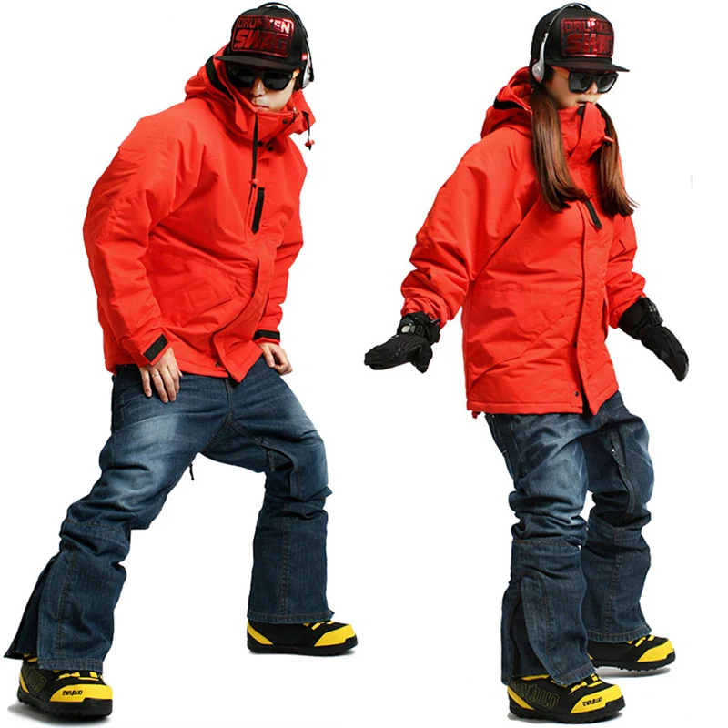 Премиум выпуск "Southplay" Зимний сезон 10000 мм водонепроницаемый лыжный сноуборд согревающий(красная куртка+ синие джинсовые штаны) комплекты