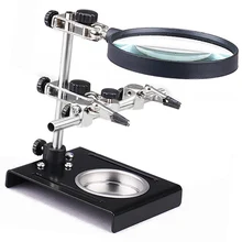 Универсальная паяльная подставка станция держателя кронштейн настольный с лупой инструмент помощи для сварки
