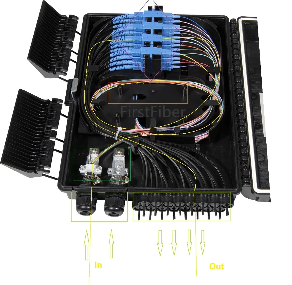 FTTH 16 ядер волокно Termination Box 16 порты и разъёмы 16 канальный сплиттер коробка Крытый Открытый Волокно сплиттер Коробка ABS FF-FTB-16-A