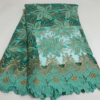 

2018 High quality Green nigeria lace cord lace fabric embroidered Stones african guipure lace for wedding party A983-2