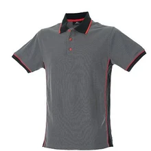 Поло из хлопка серый профиль красный/черный