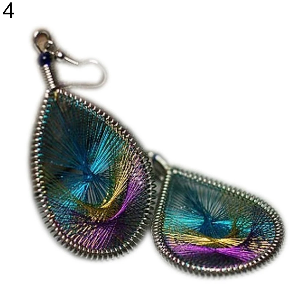 

Elegant Women's Anti Allergy Gold Thread Peacock Tail Ear Drop Earrings Jewelry