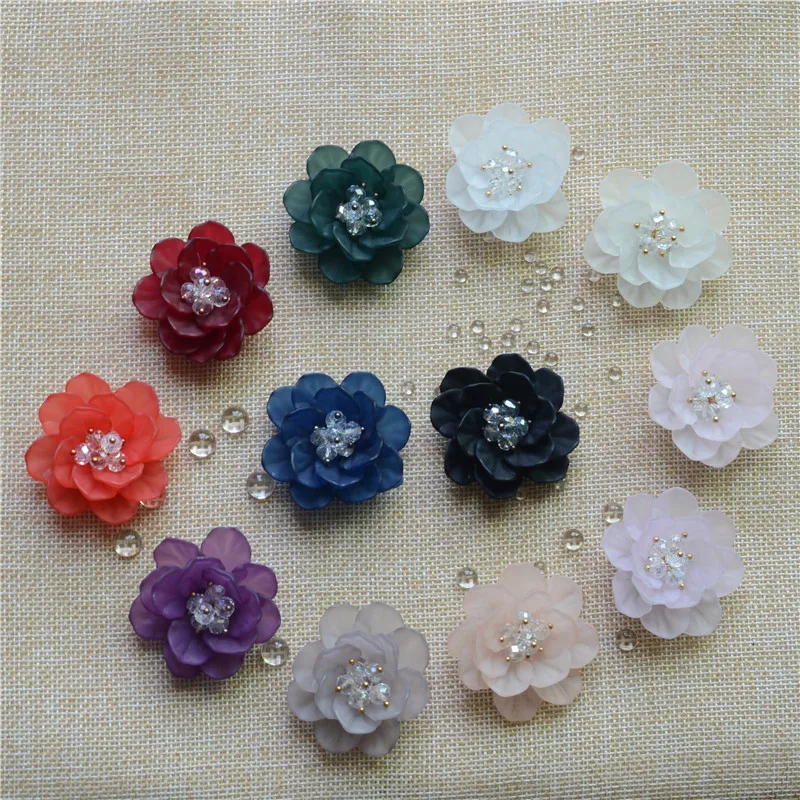 

6pcs/lot aprox 40mm flat back Resin leaf rhinestone flower design for craft wedding embelishment hair accessory DIY