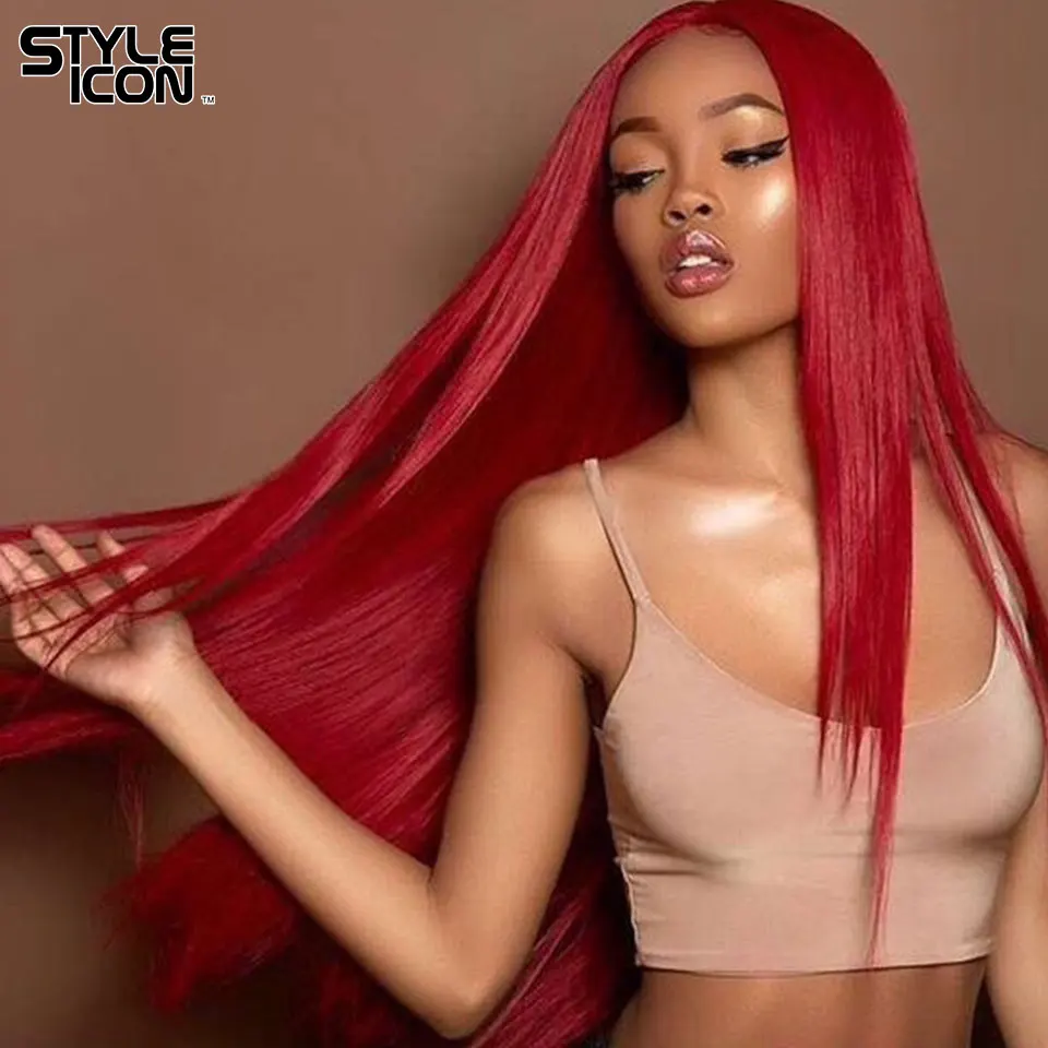 Styleicon бразильские Прямые пряди волос Yaki 4 190 г 1 упаковка красные волосы не Реми 1B 2