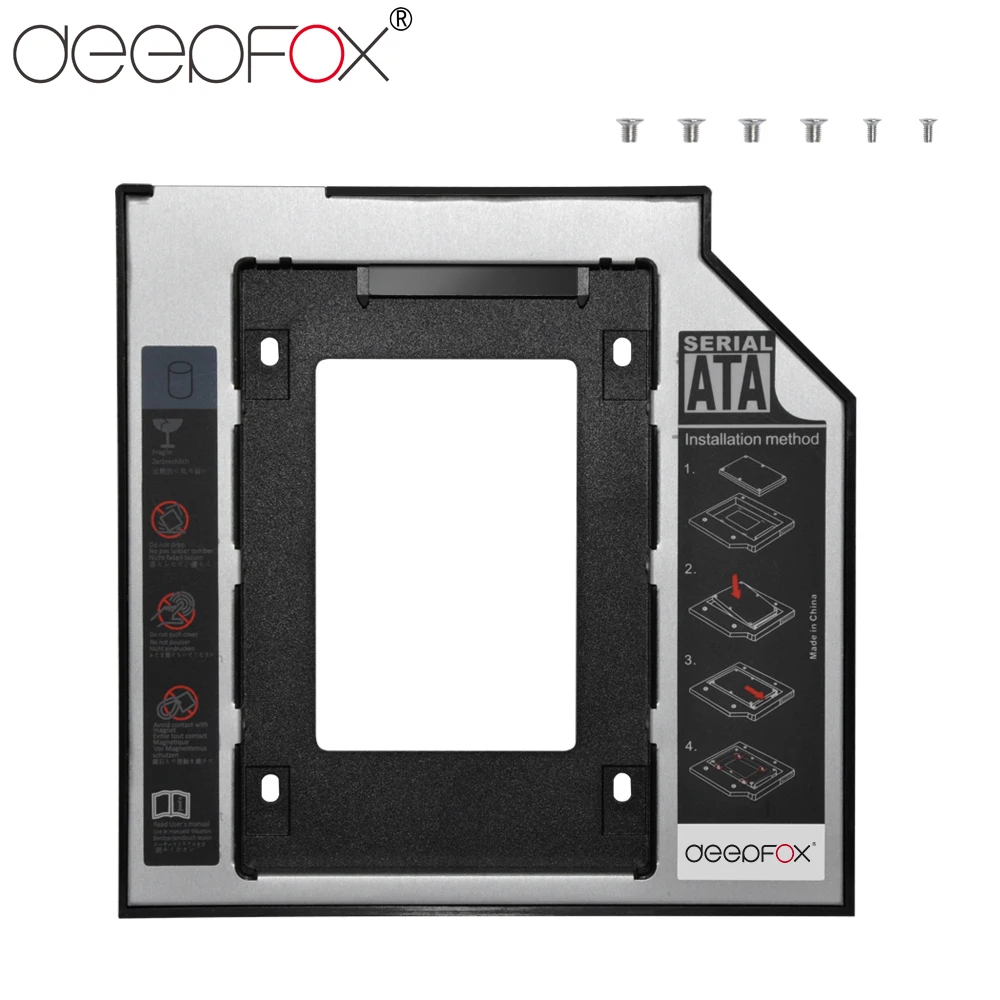DeepFox алюминиевый пластиковый 2nd HDD SSD caddy 12,7 мм SATA 3,0 для 2," чехол для жесткого диска DVD CD-ROM Optibay