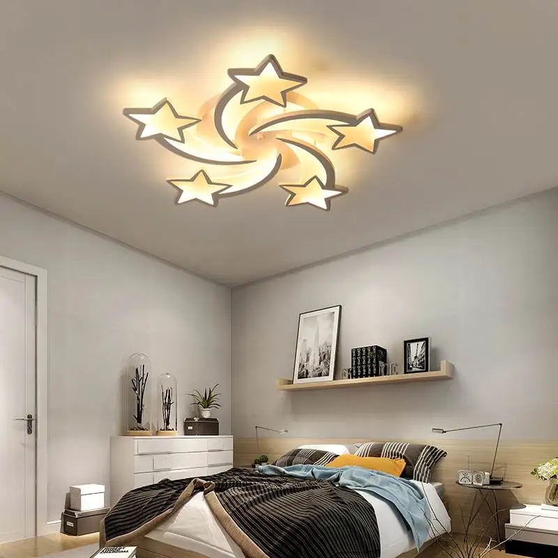 IRALAN, современная светодиодная люстра в стиле арт-деко, лампа для помещений, белая звезда для гостиной, столовой, спальни, детской комнаты, кухни, пульт дистанционного управления