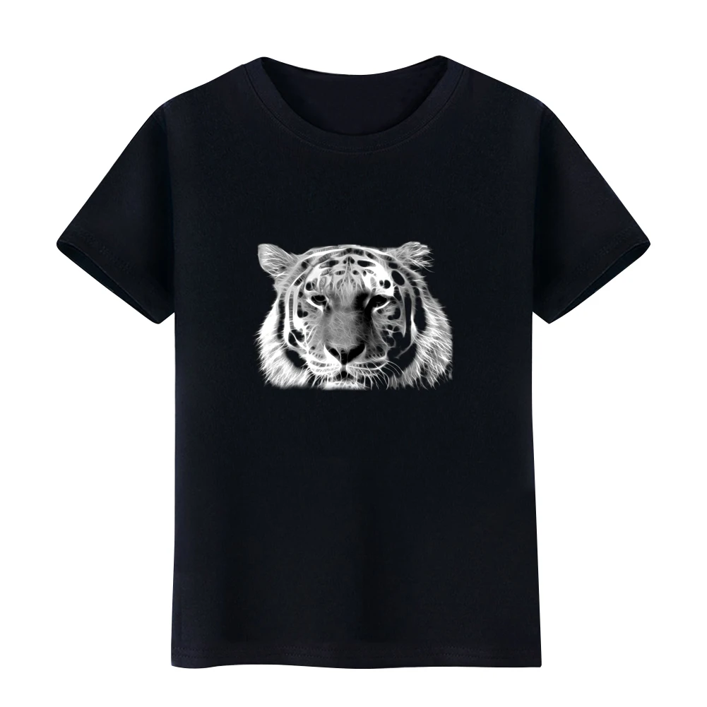 Men's Fashion Tiger Head Print Top Tee Summer Short Sleeve O Neck