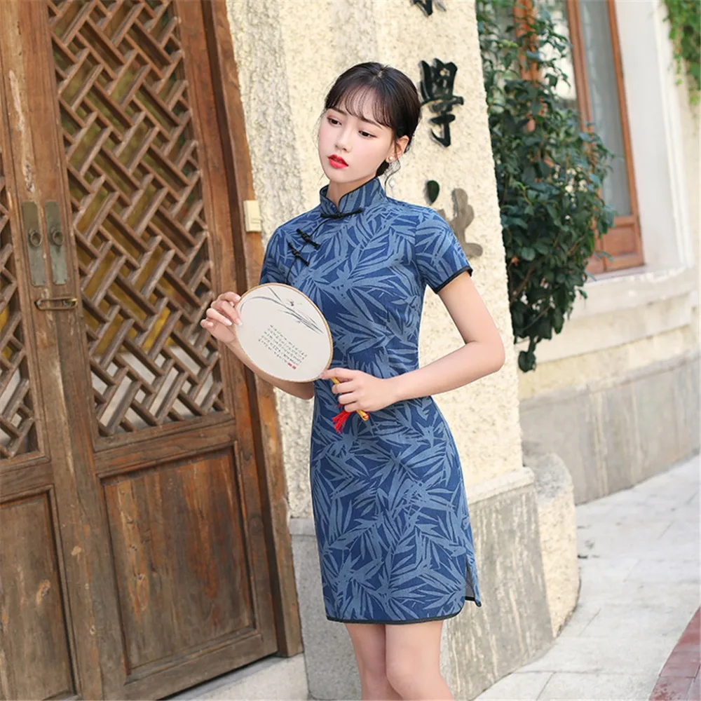 Шанхай история 2019 Весна Cheongsam смесь льна Qipao с подкладкой китайское традиционное платье Восточный китайский Женская одежда