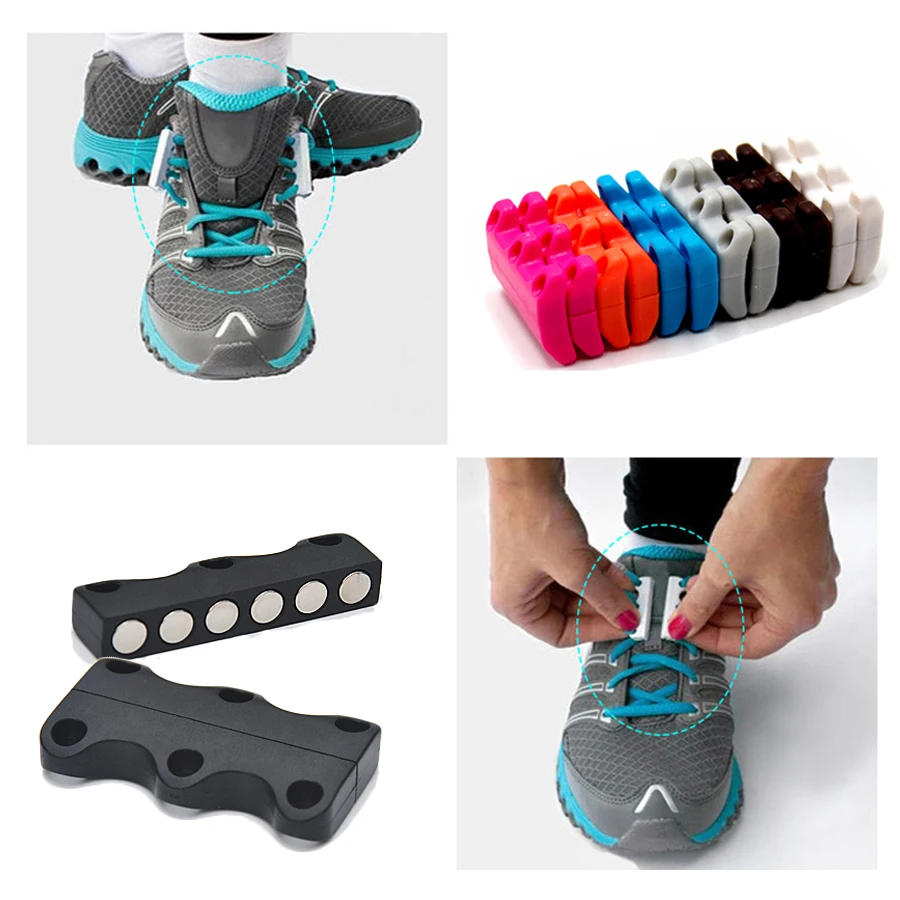 

1 Pair Magnetic Shoelace Buckles Novelty Magnetic Casual Running Sneaker Shoe Buckles Closure No-Tie Shoelaces