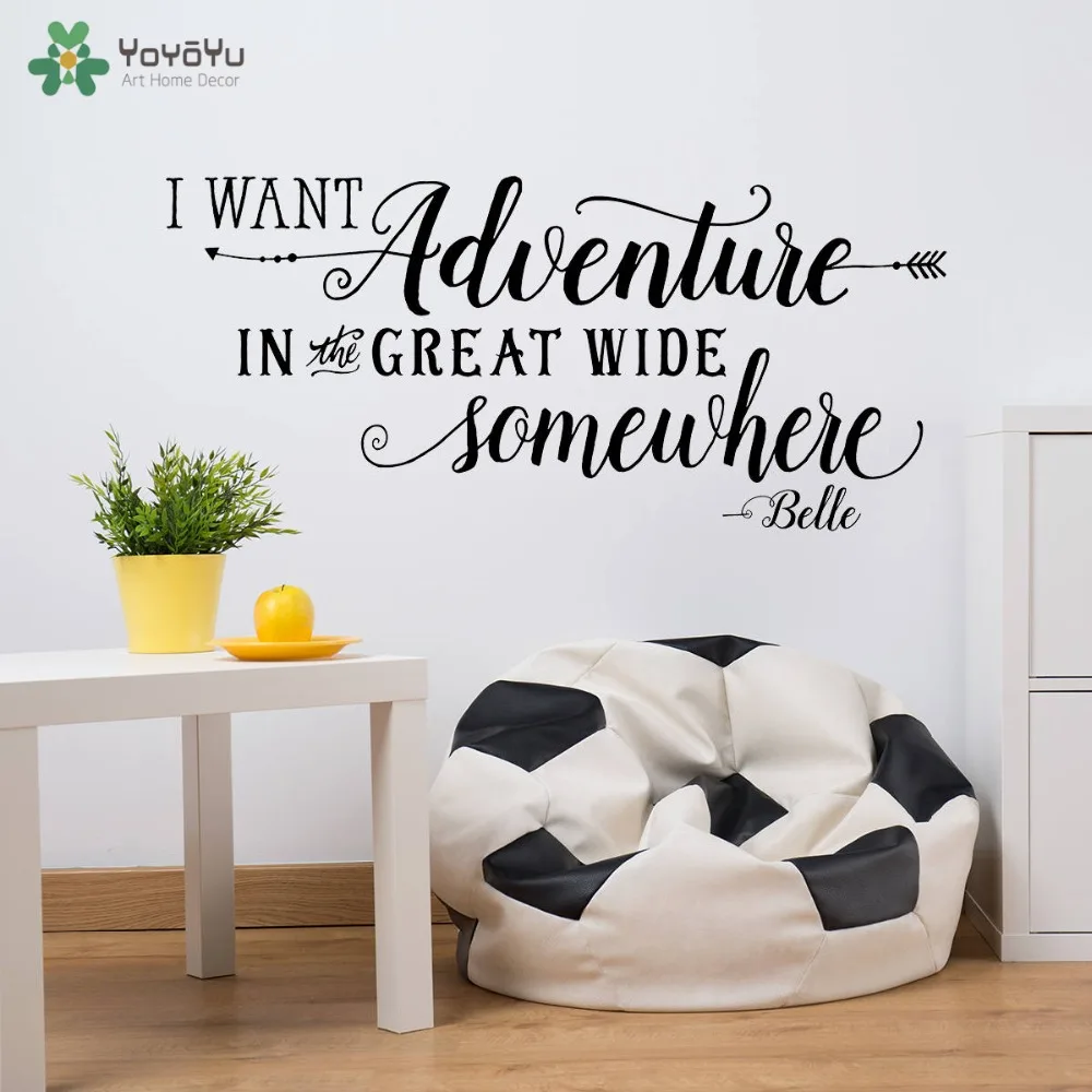 

Wall Decal Vinyl Sticker Quote With Arrow I Want Adventure In Somewhere House Home Living Room Decoration Mural Poster WW-440