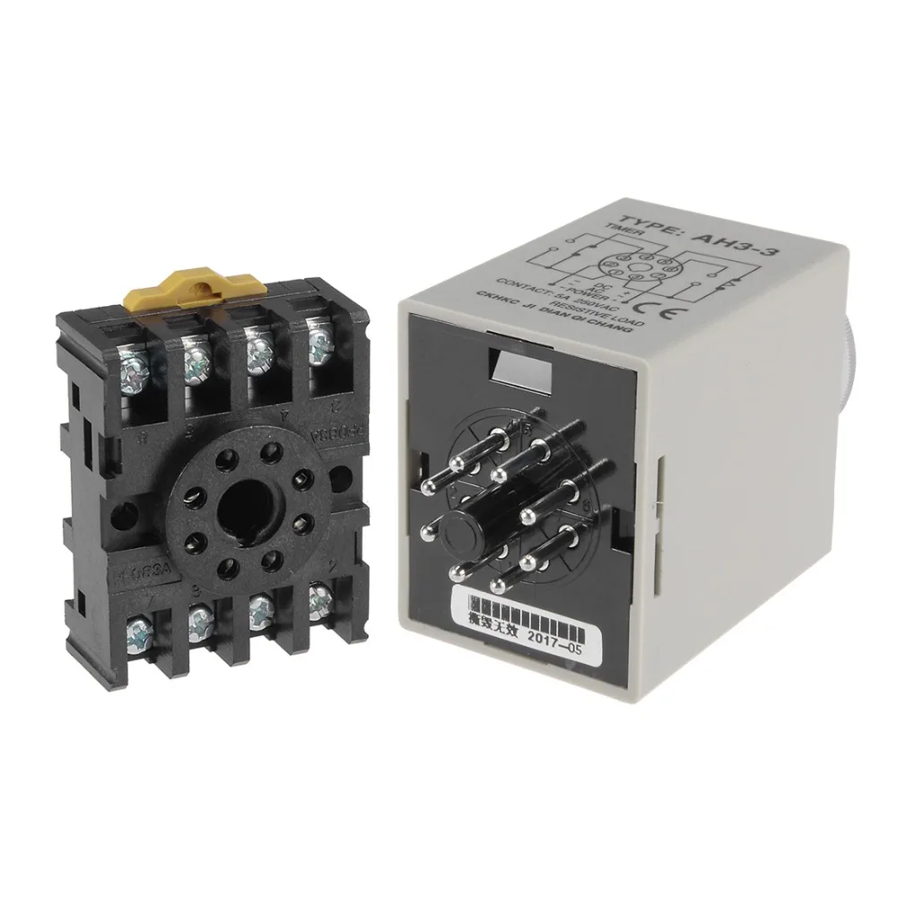 

UXCELL DC 12V 30M 8 Terminals Relays Range Adjustable Delay Timer Time Relay AH3-3 With Base Electrical Equipment Supplies Relay
