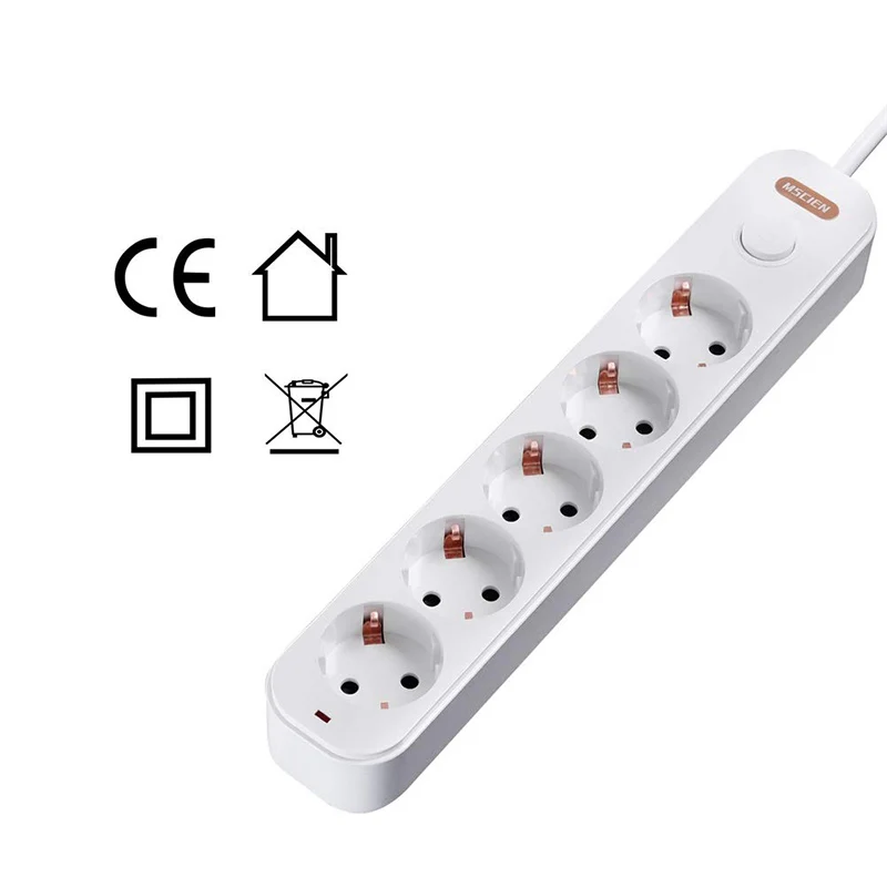 

Extension socket 1.8m enchufe inteligente with 5 gang 45 degree rotated slots for TV EU Plug power strip overvoltage protection