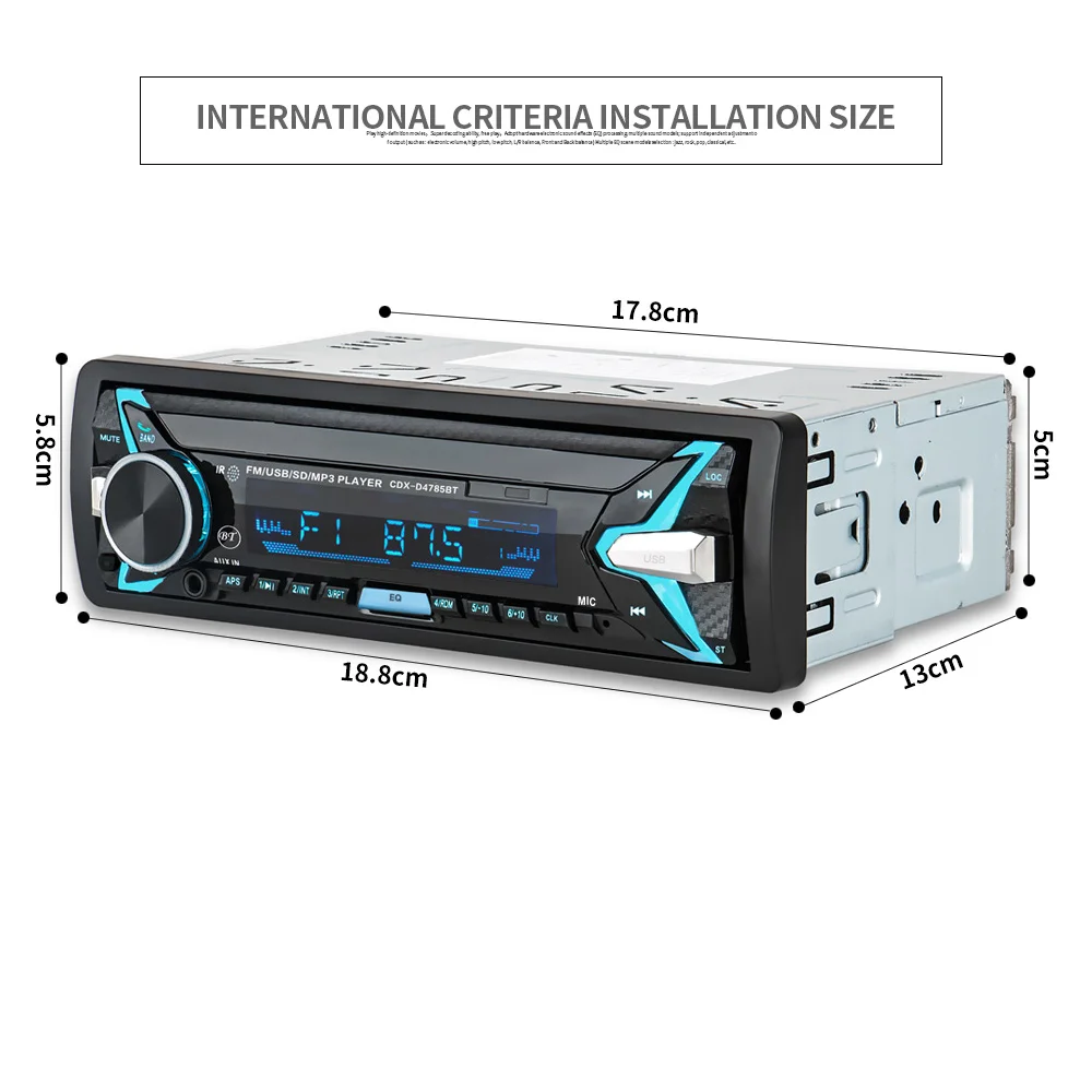 Съемный автомобильный Радио MP3 аудио плеер Bluetooth AUX USB SD MMC стерео FM Авто