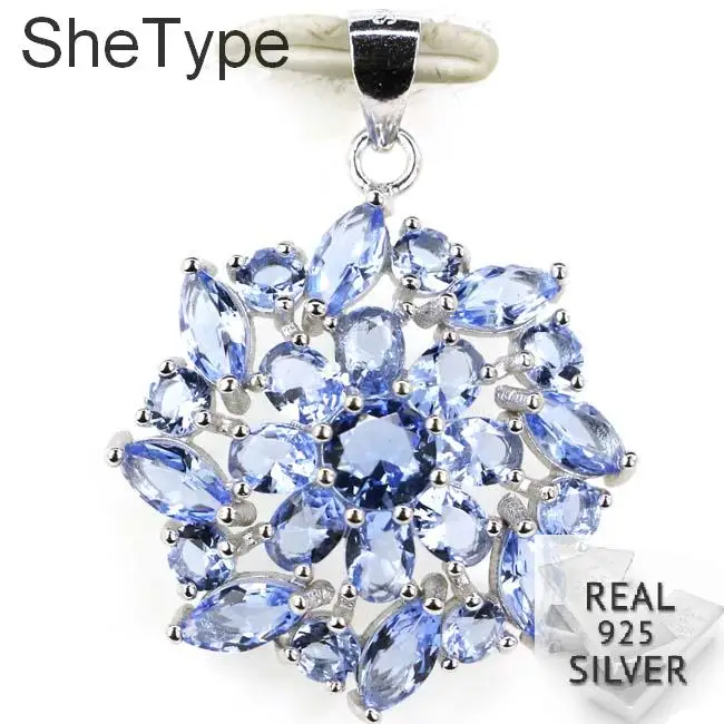 

2.9g Elegant Rich Blue Violet Tanzanite Guaranteed Real 925 Solid Sterling Silver Pendant 30x23mm