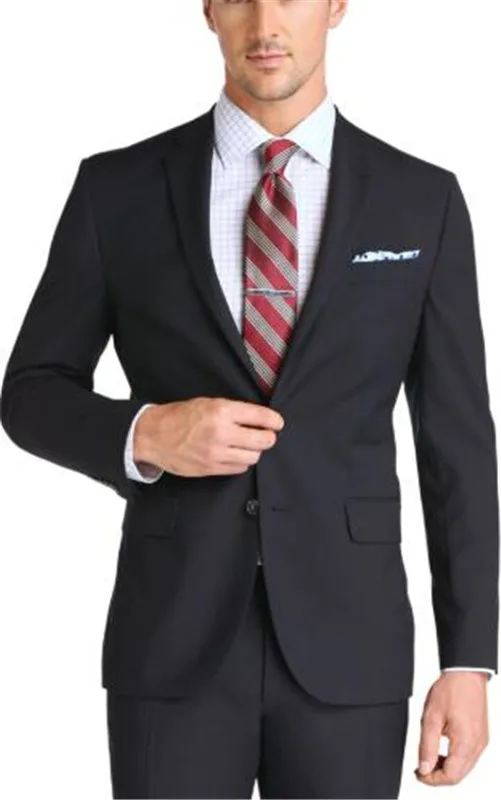 

Custom Made Fashion Two Button Black Tuxedos Notch Lapel Men's Suits Prom Suits Groomsmen Men's Wedding Suits (Jacket+Pants)