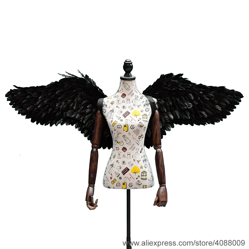 

Black soft angel wings for windows display cosplay Game costumes each wings 80cm free shipping
