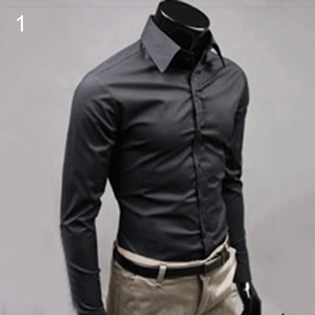 

Men Luxury Casual Formal Shirt Long Sleeve Slim Fit Business Shirts Top