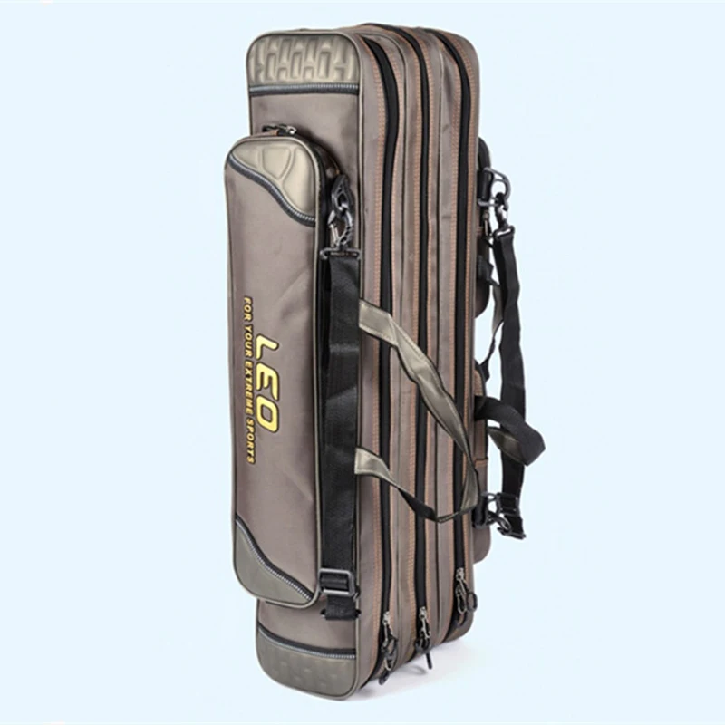 

Leo 80/90cm 3 Layers Waterproof Canvas Fishing Bag Fishing Rod Reel Bait Line Shoulder Bag Portable Fisihng Tackle Tools Handbag