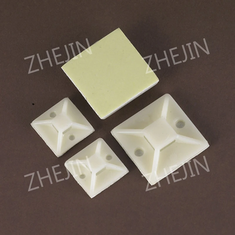 ZHEJIN 500 Pcs 25mm x 25mm Self Adhesive Cable Tie Mount Base Holders Natural